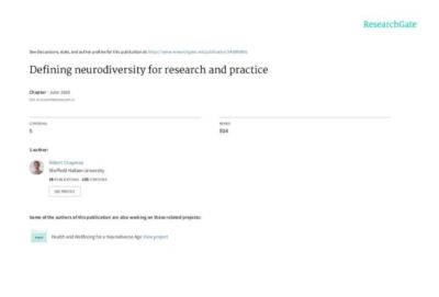 A screenshot of the Defining Neurodiversity for Research & Practice research paper